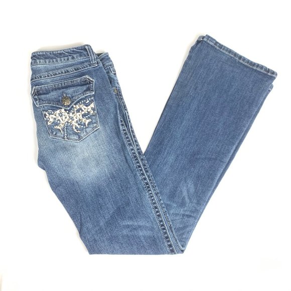 Wrangler Rock 47 Low Rise Flared Studded Jeans - Women's Size 1 - Picture 1 of 14